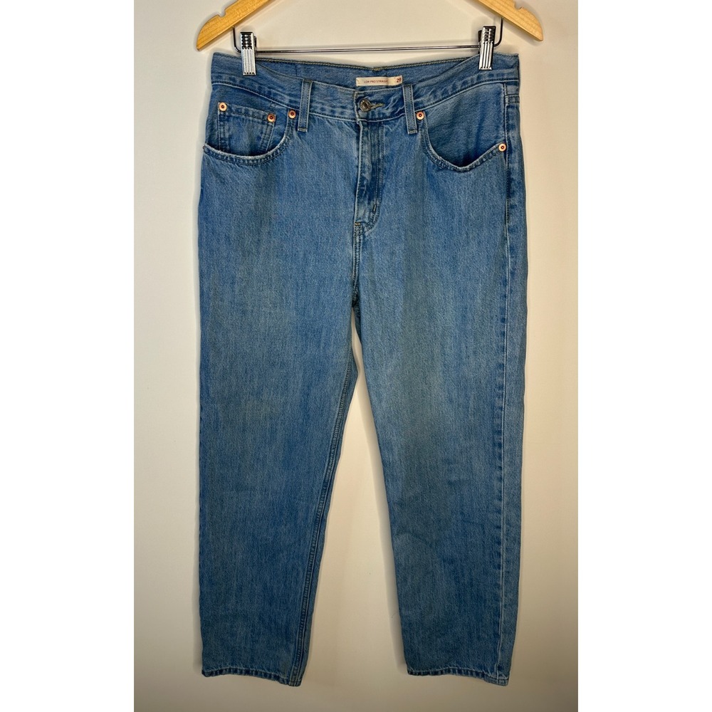 Levi's Low Pro Straight Jeans Women's Size 29 Light Wash Blue Denim Relaxed EUC - Picture 2 of 14